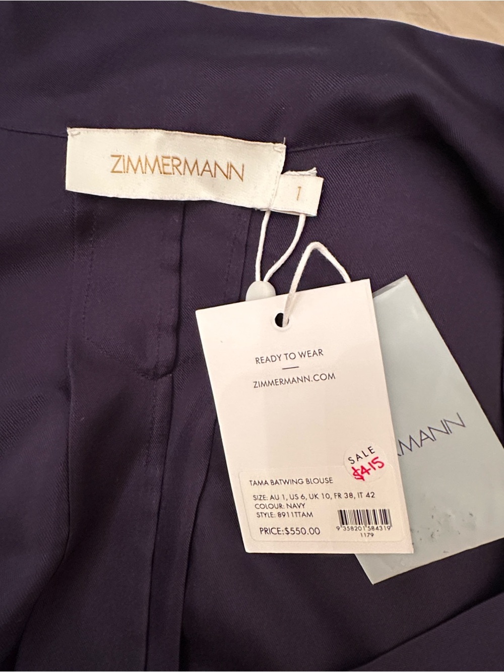 Zimmermann Tama silk navy blouse - 1 - Picture 5 of 9